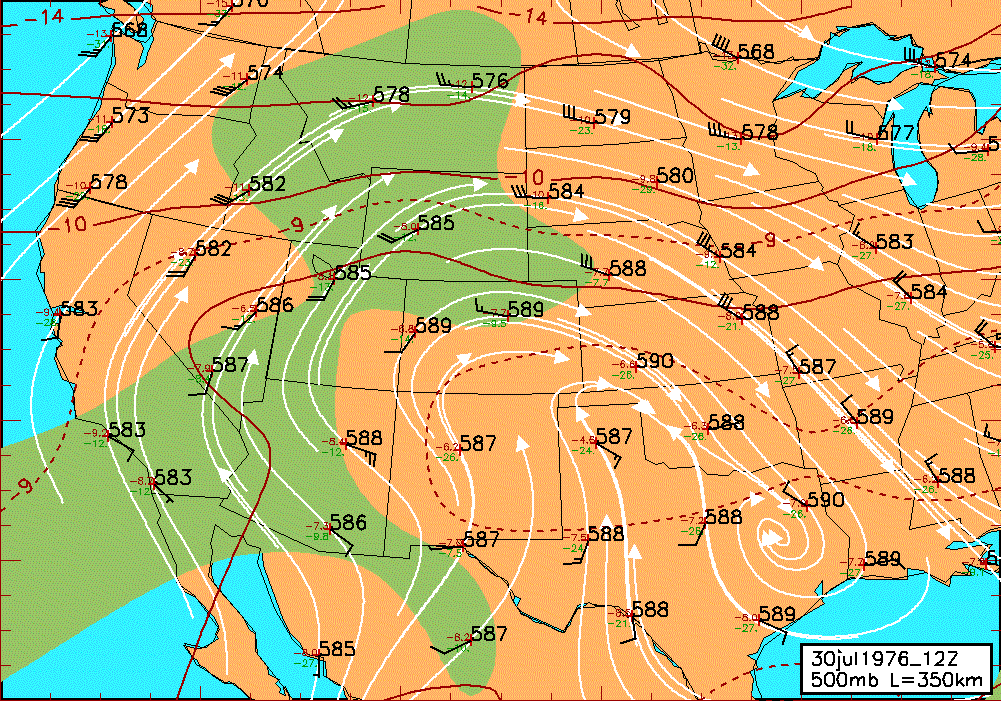 30 Jul1976 12Z 500mb analysis