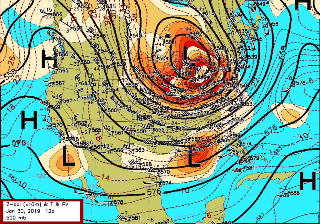 30jan2019_12z_500mb-Analysis_Z-bal_T_PV